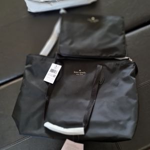 Kate Spade black nylon packable tote